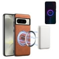 thumbnail image 3 of for Google Pixel 8 Pro PU Leather Case Compatible with Mag-Safe, Slim Vintage Luxury PU Non-Slip Grip Shockproof Bumper Protective Cover Magnetic Phone Case for Google Pixel 8 Pro, Brown, 3 of 4