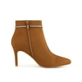 thumbnail image 3 of Unique Bargains Women's Bling Rhinestone Pointed Toe Stiletto Heels Ankle Boots Brown (Size 9), 3 of 7