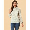 thumbnail image 2 of INSPIRE CHIC Women's Side Bow Tie Neck Long Sleeve Floral Ruffled Blouse, 2 of 6