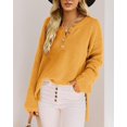 thumbnail image 2 of HSHDLDF Women's Oversized Sweaters Batwing Long Sleeve Loose V Neck Button Henley Tops Pullover Knit Jumper, 2 of 5
