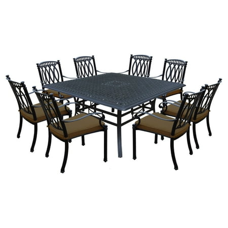 Oakland Living Morocco Aluminum 9 Piece Patio Dining Set with Square Table
