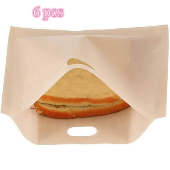 6 Pcs Toaster Bags,Non Stick Toaster Bags for Toasted Sandwich,Cheese and Pizza,Reusable and Washable Toaster Bags for Microwave Grill,6.7 x 7.5 in Heat Resistant Baking Paper