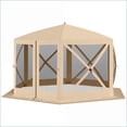 thumbnail image 6 of Pop Up Screen House Gazebo | 12' x 12' Hexagon | For BBQ, Camping, Backyard Gatherings | Beige | Polyester, 6 of 10