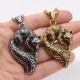 thumbnail image 2 of HIJONES Men's Stainless Steel Personalized Vintage Animal Fox Pendant Punk Titanium Biker Necklace Gold, 2 of 3