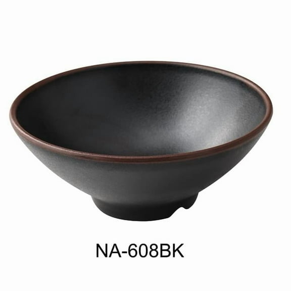 Yanco NA-608BK Nature Art 8 x 3.125 in. Ramen Bowl, Black - 38 oz - Melamine - Pack of 24