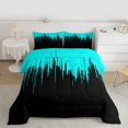 thumbnail image 2 of Homewish Minimalsit Striped Queen Comforter Set,Modern Geometric Artwork Bedding Sets,Cyan Black Bedding Comforter Set For Men Women,Microfiber Bedroom Decor Reversible,3pcs, 2 of 8
