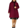 thumbnail image 2 of Agnes Orinda Women's Plus Size Peter Pan Collar Coat Solid Single Breasted Long Fall Winter Outerwear with Pockets 2X Burgundy, 2 of 7