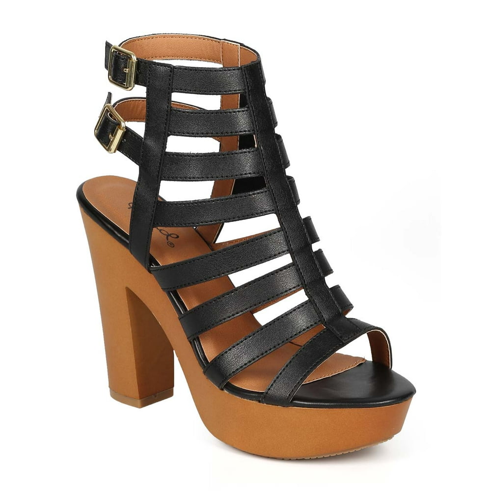 Qupid - Qupid CH92 Women Leatherette Open Toe Platform Chunky Heel Gladiator Sandal - Walmart