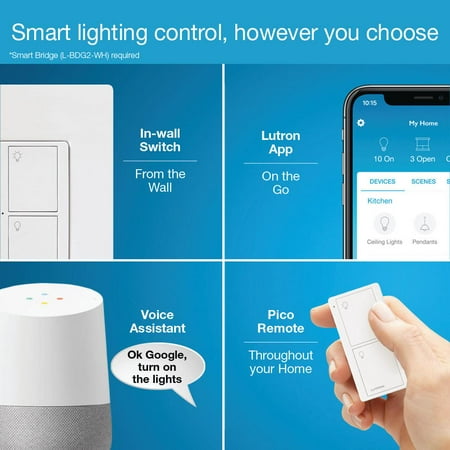 Lutron - Caseta Smart Switch Kit with Remote 3-Way (2 Points of Control) - White