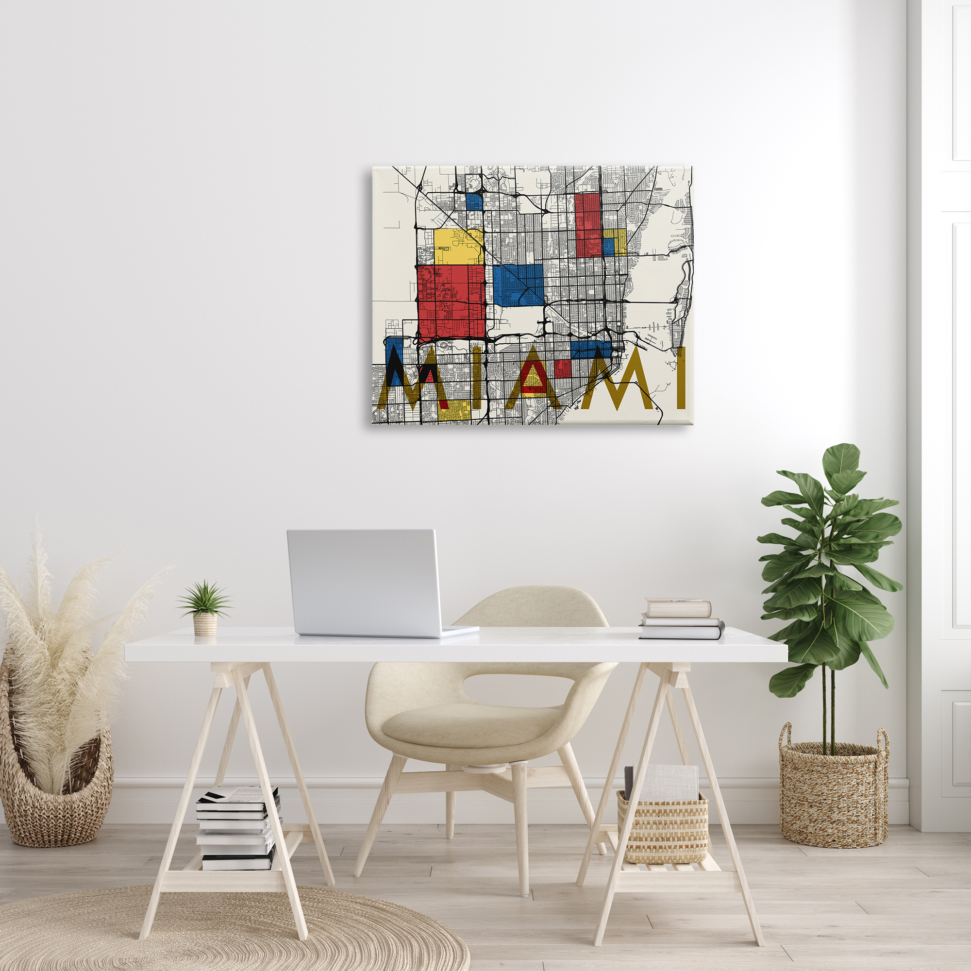 Stupell Industries Miami City Street Grid Abstract Block Shape Inspiration, 40 x 30, Design by Daphne Polselli