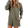 thumbnail image 1 of 2DXuixsh Combinaisons pour Femmes, Col en V, Manches Longues, Short, Mode, Chandail-Over, Taille Haute, Vert, Taille P, 1 of 6