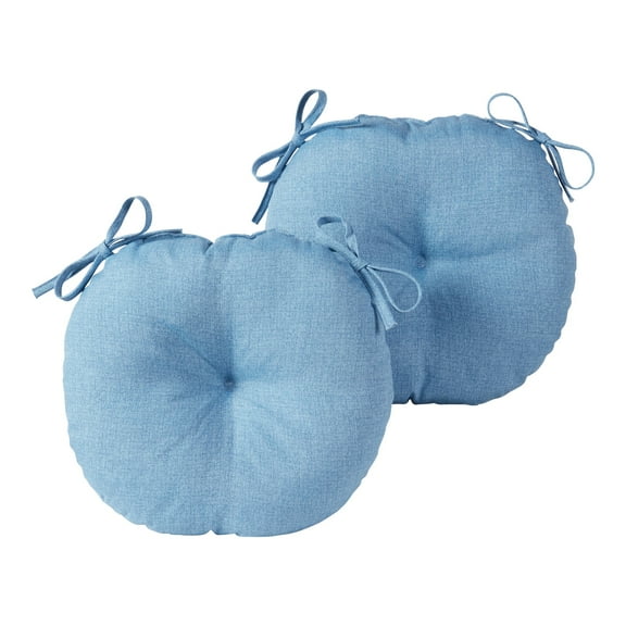 Greendale Home Fashions Denim 15 in. Round Outdoor Reversible Bistro Seat Cushion (Set of 2)