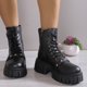 thumbnail image 3 of NECHOLOGY Zapatos Botines de mujer Nuevas botas de mujer con hebilla de cuero con cordones y parte inferior gruesa botas Matsutake pantalones cortos para motocicleta con cabeza redonda (Black 8), 3 of 6