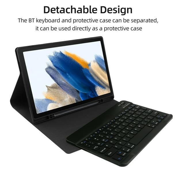 Étui de protection pour tablette avec fente pour stylet et clavier BT  compatible avec Samsung Galaxy Tab A8 10,5 pouces SM-X200/SM-X205/SM-X207 