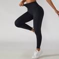 thumbnail image 2 of Pantalones de yoga para mujer, mallas de entrenamiento, cintura alta, control de barriga, sin costuras, para deportes, gimnasio, negro, L, 2 of 5