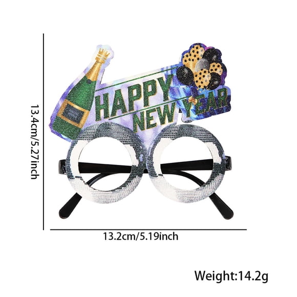 Zootealy 2025 New Year Party Glasses Frame Black Gold Eye Frame Champagne Balloon A