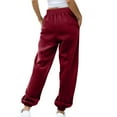 thumbnail image 4 of CFLVAEK Womens Joggers Pants Casual Drawstring High Waisted Sweatpants with Pockets Solid Color Cinch Botton Baggy Workout Sweat Pant 2025 Wine S, 4 of 7