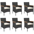 thumbnail image 2 of vidaXL 7 Piece Garden Dining Set with Cushions Black Poly Rattan, 2 of 5