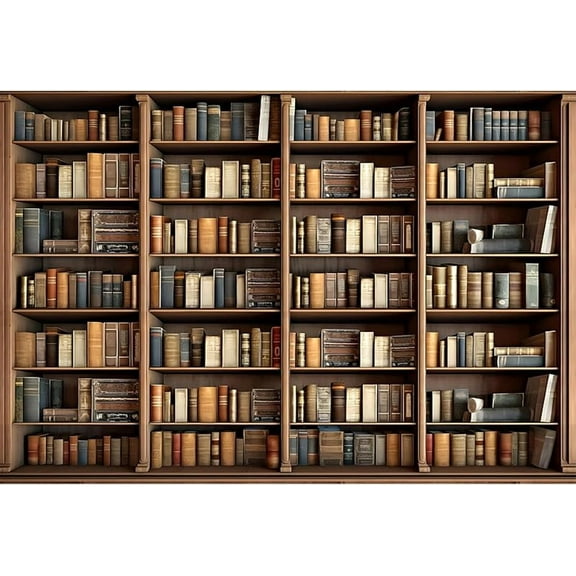 Bookshelf Backdrop for Photography Vintage Library Book Room Office Conference Bookcase Photography Background Home Office Video Recording Adult Student Portrait Wall Decor Banner
