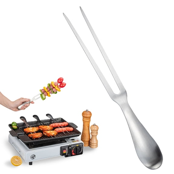 SomWiBe Premium Stainless Steel Carving Fork, Heavy Duty BBQ Meat Fork with Ergonomic Non-Slip Handle, Chicken, Roasts, Dinner Parties, Dishwasher Safe, 12x1.18 in