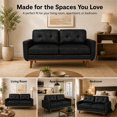thumbnail image 6 of SESSLIFE 65" Loveseat Sofa, Mid Century Modern 2 Seater Loveseat Couch with Foil Fabric, Small Couch with Solid Wood Legs for Living Room, Bedroom, Apartment, Black, 6 of 8