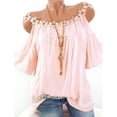 thumbnail image 1 of Womens  Neck Plus Size Cold Shoulder Tee Tops Summer Shirts Loose Blouse, 1 of 2