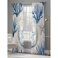 thumbnail image 3 of Sky Blue Coral Sheer Curtains 96 Inch Long 2 Panels, Retro Starfish Coastal Summer Shell Light Filtering Rod Pocket Curtains, Sheer Voile Drapes for Living Room Bedroom, 52"x96", 3 of 8
