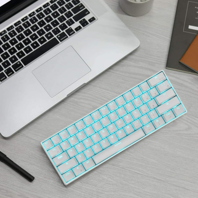 Hweilai RK ROYAL KLUDGE RK61 Wireless 60% Mechanical Keyboard, 61 Keys Bluetooth Mechanical Keyboard, Compact Gaming Keyboard with Programmable Software (Hot-Swappable Red Switch, White)
