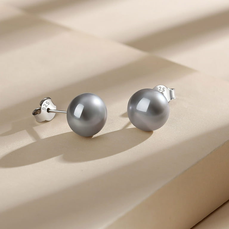 Yami 8-8.5mm Saltwater Cultured Gray Pearl Stud Earrings with