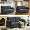 thumbnail image 4 of 65" Chenille Loveseat Sofa, Modern 2-Seater with Armrest Pillows & Side Storage Pockets, Tufted Upholstered Loveseat for Living Room or Bedroom, Dark Grey, 4 of 10