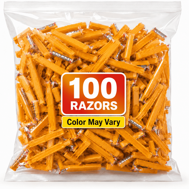 Disposable Razors, Pack of 100, Value Pack, Great for Travel and Home Use (Colors May Vary)