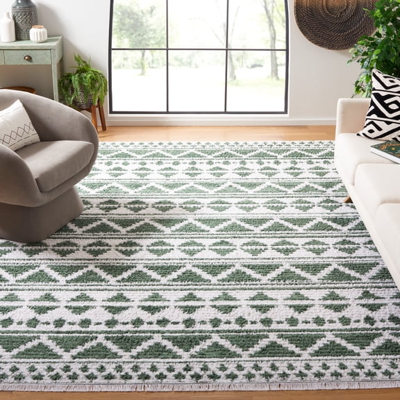 SAFAVIEH Augustine Kalina Geometric Area Rug, Green/Ivory, 8' x 10'