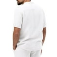 thumbnail image 7 of Men's casual henley shirt linen short sleeves turn-up collar shirt beach summer light top, 7 of 7