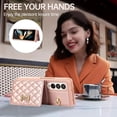 thumbnail image 3 of Phone Case for Samsung Galaxy Z Fold 3 5G 2021 Wallet Cell Cover with Slim Ring Stand Credit Card Holder Slot ZFold3 Z3 Fold3 3Z ZFold35G Girl Women Men Rose Gold, 3 of 7
