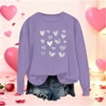 thumbnail image 1 of Mceream Valentines Chandails en Molleton pour Femmes Mode Décontractée Imprimé Cœur Graphique Manches Longues Chemises Col Rond Surdimensionné Chandail Tops Grande Taille Violet P, 1 of 5