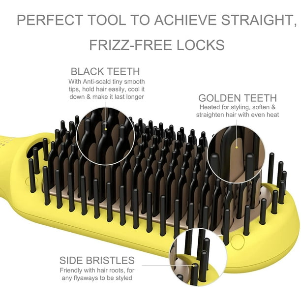 Straightening Brush Professional Hair Flat Iron Heated