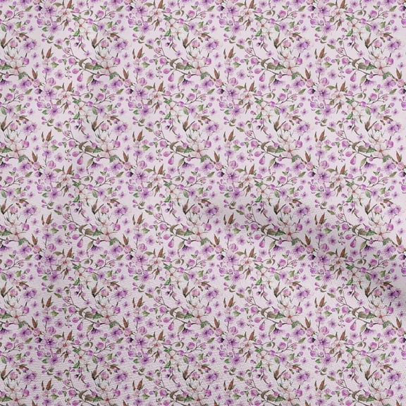 oneOone Cotton Flex Light Purple Fabric Watercolor Floral Quilting Supplies Print Sewing Fabric By The Yard 40 Inch Wide