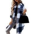 thumbnail image 2 of Qiylii Women Plaid Long Shirt, Long Sleeve Lapel Outerwear Jacket,S-XL, 2 of 7