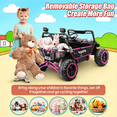 thumbnail image 7 of Funcid 24 Volt 2-Seater Ride on Toys, Ride on Cars with Remote Control, Metal Frame, 2 XL Electric Car for Kids, Power Car Wheels, UTV w/ Bluetooth, Music, 3 Speeds, Spring Suspension, Pink, 7 of 7