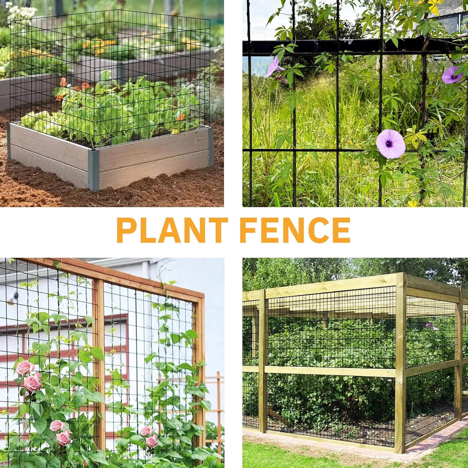 Black Metal Garden Fence, 24inch(H) x 100ft(L), 2 inch x 3 inch,14GA 2/3/4/5/6 Ft Tall Chicken Wire PVC Coated Welded Wire Mesh Roll for Dogs Border Yard Vegetable Plant Protection Poultry Netting