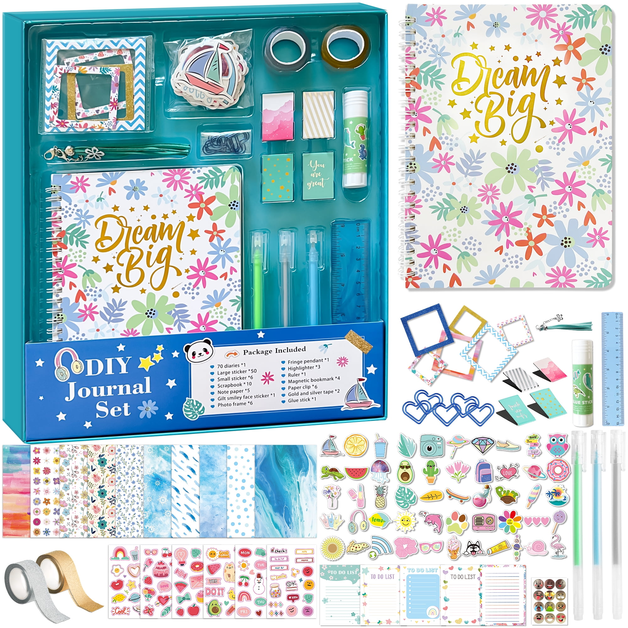 DIY Journal Kit for Girls & Boys - Birthday & Christmas Gift for Ages 8-12, Scrapbook & Diary Supplies Toy Set for Creativity, Mindfulness & Self-Expression, Journaling Art Crafts Kit for Kids