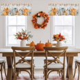 thumbnail image 5 of Fall Pumpkin Valances for Windows, 54 x 18in, Thanksgiving Sunflower Maple Leaf Wood Grain Rod Pocket Kitchen Valance Curtain Light Filtering Window Treatments for Living Room Bedroom, 1 Panel, 5 of 7
