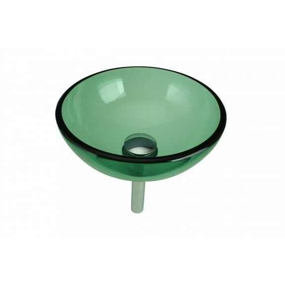 Renovator's Supply Washroom Counter Top Green Glass Round Bowl Vessel Sink & Drain