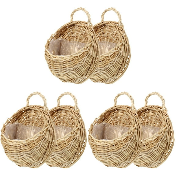 Set of 3 Hanging Wall Wicker Basket Rattan Flower Woven Plants