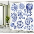 thumbnail image 5 of Ambesonne Paisley Shower Curtain, Watercolor Mandala, 69"Wx84"L, Navy Blue White, 5 of 5