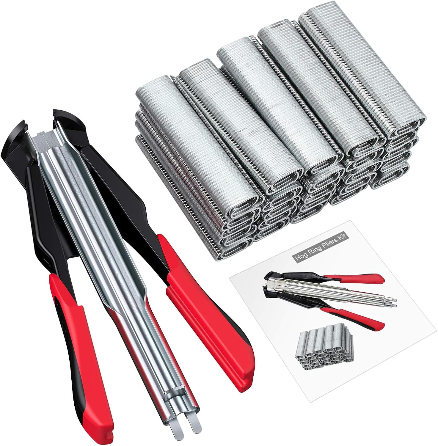 Proster C7 Hog Ring Gun Hog Ring Plier - Auto Feed Fence Fencing Nailer Plier with 2500 Hog Rings Galvanised Steel