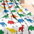 thumbnail image 3 of White Colorful Dinosaurs Paw Prints Pattern Blanket,Comfortable Soft Lamb Wool Throw Blanket,All Season,Warm Lightweight Blankets for Sofa Bed Couch Living Room Chair,40"x50", 3 of 4