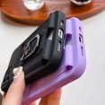 thumbnail image 4 of Cute Slim Wallet Case Compatible with iPhone 12, Soft Silicone Cases with Card Holder, 360° Rotation KickstandMatte Candy Color Protective Cover Back(Purple), 4 of 11