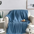 thumbnail image 4 of NCWSO Lightweight Cozy Blankets and Throws Cotton Blanket for Adults Modern Soft Breathable Cozy Oversized Cotton Blanket for Spring Summer,Navy, 4 of 9