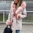 thumbnail image 1 of Chaqueta acolchada de algodón con cuello de piel desmontable, parka con capucha, abrigo cálido acolchado de algodón para mujer, chaqueta de abrigo de moda con cremallera, 1 of 5